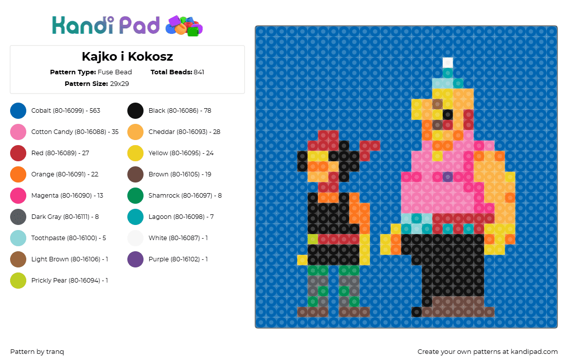 Kajko i Kokosz - Fuse Bead Pattern by tranq on Kandi Pad - kajko,kokosz,comic,characters,panel,blue,pink,black,orange