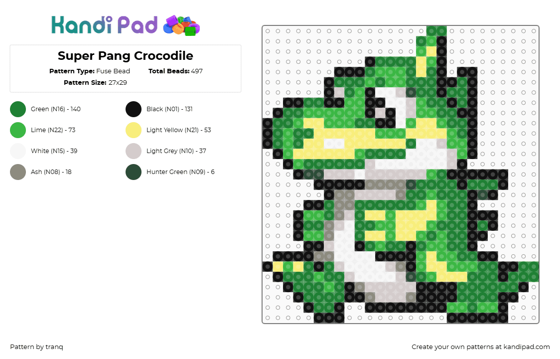 Super Pang Crocodile - Fuse Bead Pattern by tranq on Kandi Pad - 