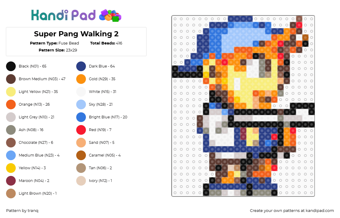 Super Pang Walking 2 - Fuse Bead Pattern by tranq on Kandi Pad - 