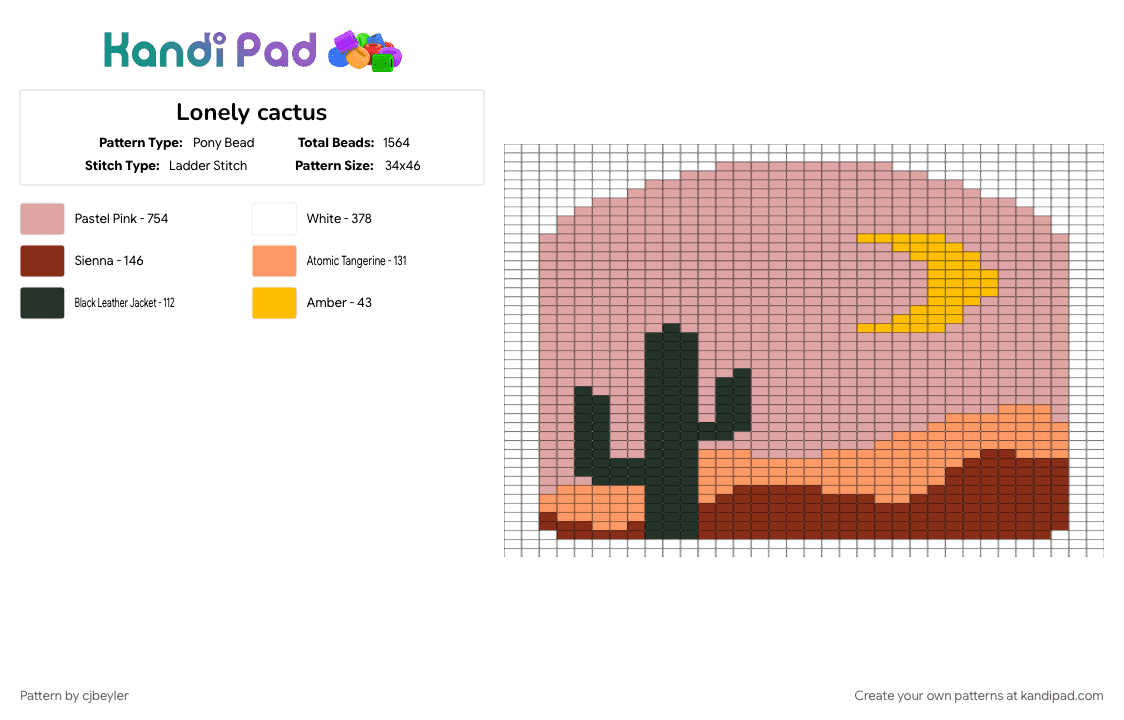 Lonely cactus - Pony Bead Pattern by cjbeyler on Kandi Pad - beige