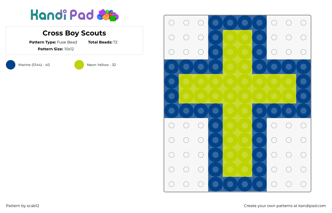 Cross Boy Scouts - Fuse Bead Pattern by scab12 on Kandi Pad - boy scouts,cross,symbol,green,blue