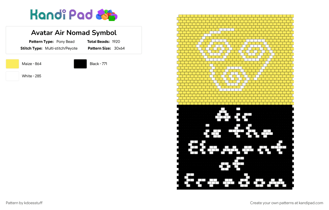 Avatar Air Nomad Symbol - Pony Bead Pattern by kdoesstuff on Kandi Pad - 
