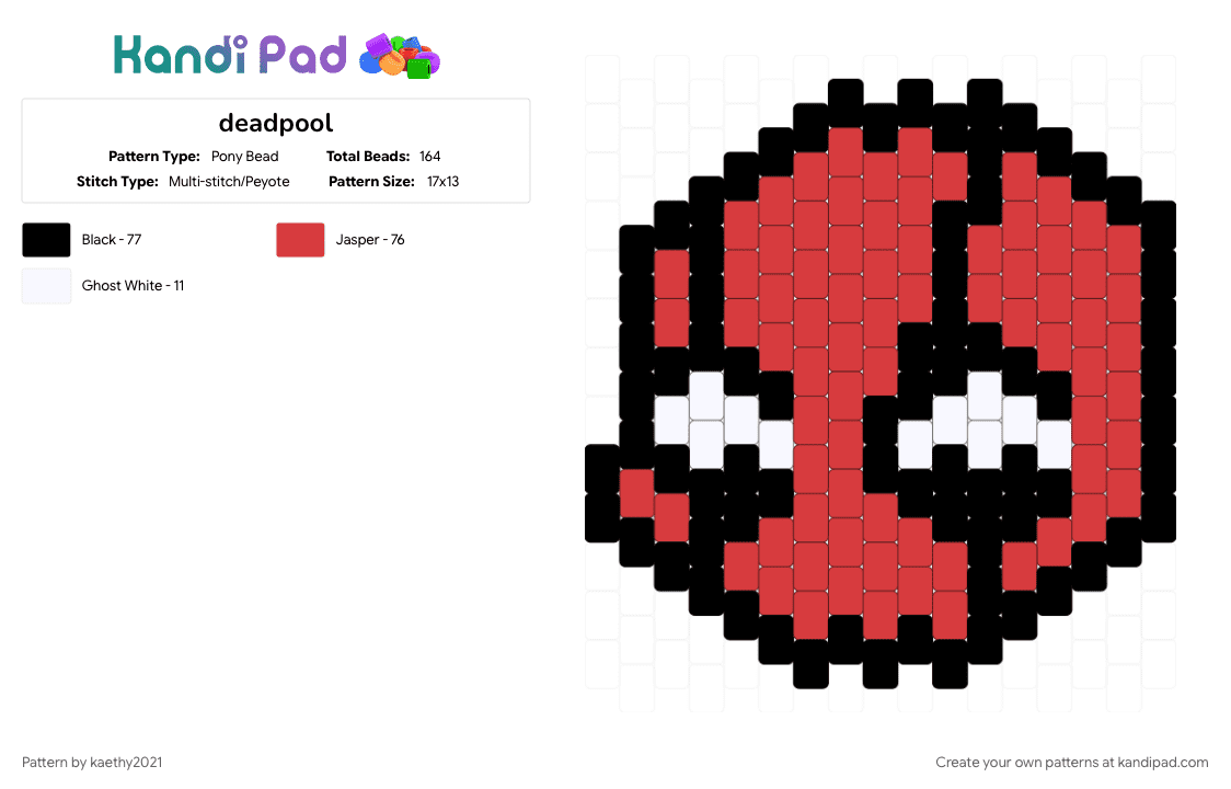 Deadpool Pony Bead Pattern - Kandi Pad | Kandi Patterns, Fuse Bead ...