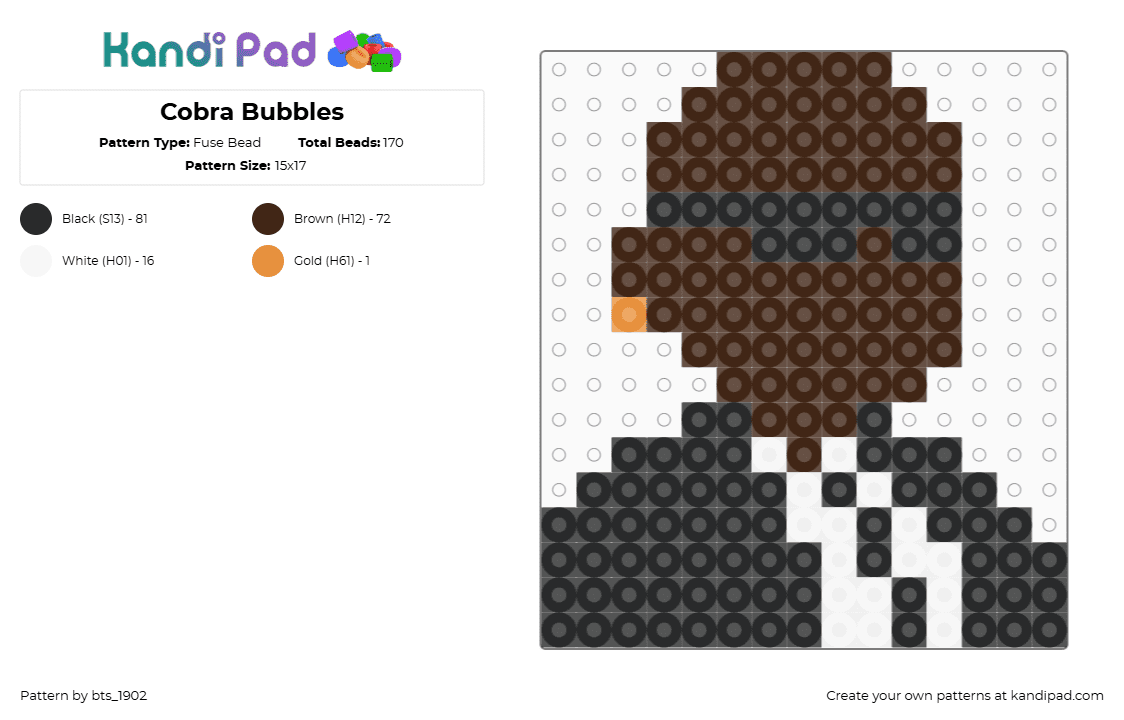 Cobra Bubbles - Fuse Bead Pattern by bts_1902 on Kandi Pad - brown