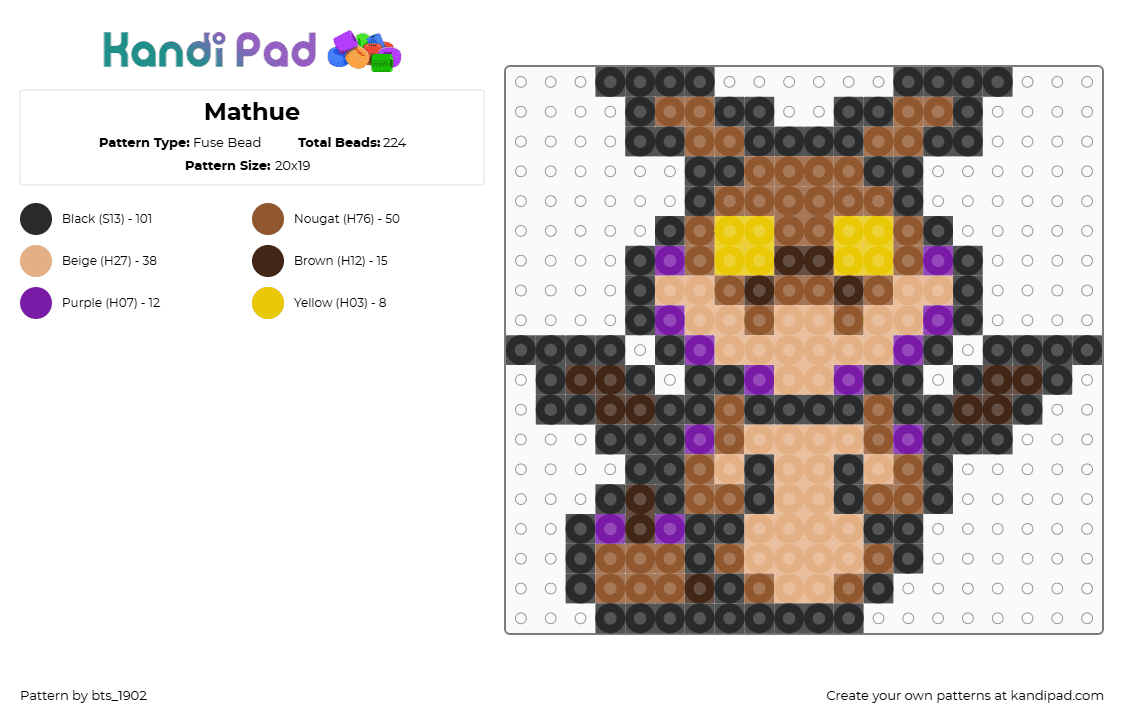 Mathue - Fuse Bead Pattern by bts_1902 on Kandi Pad - tan,beige