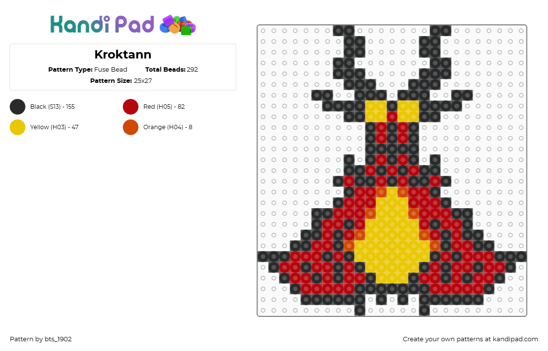 Kroktann - Fuse Bead Pattern by bts_1902 on Kandi Pad - yellow,red