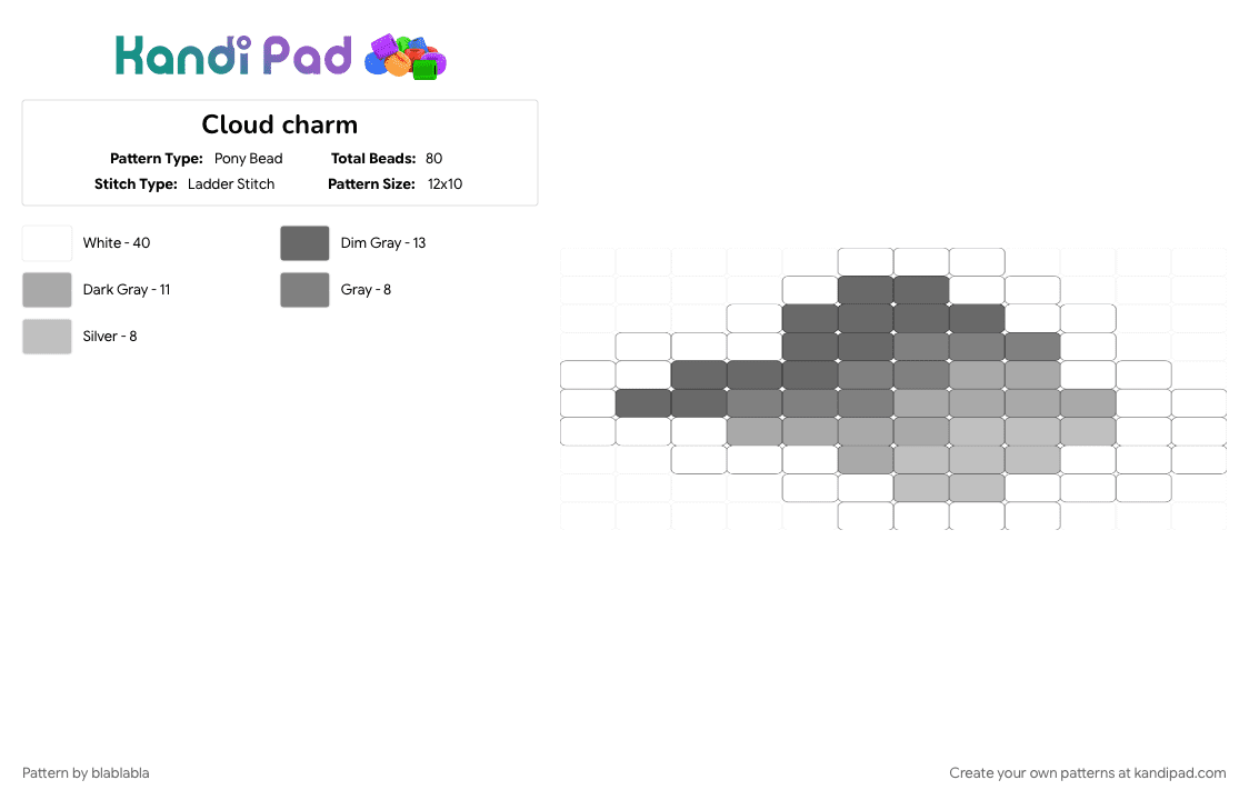Cloud charm - Pony Bead Pattern by blablabla on Kandi Pad - beige, cotdwind, gray