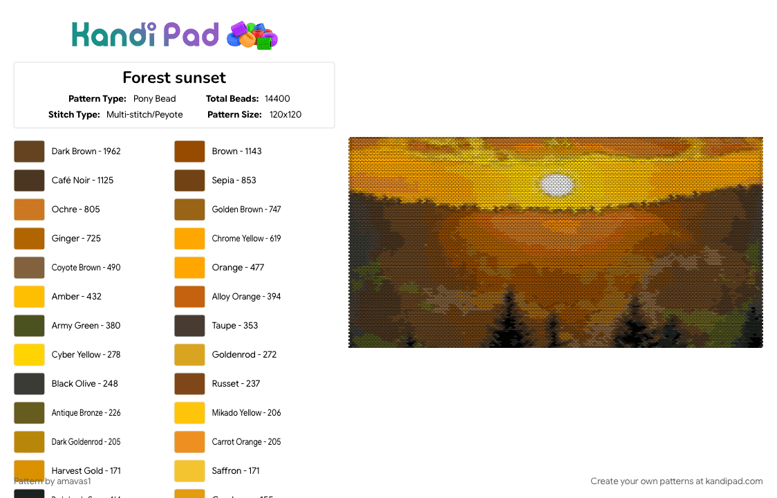 Forest sunset - Pony Bead Pattern by amavas1 on Kandi Pad - 