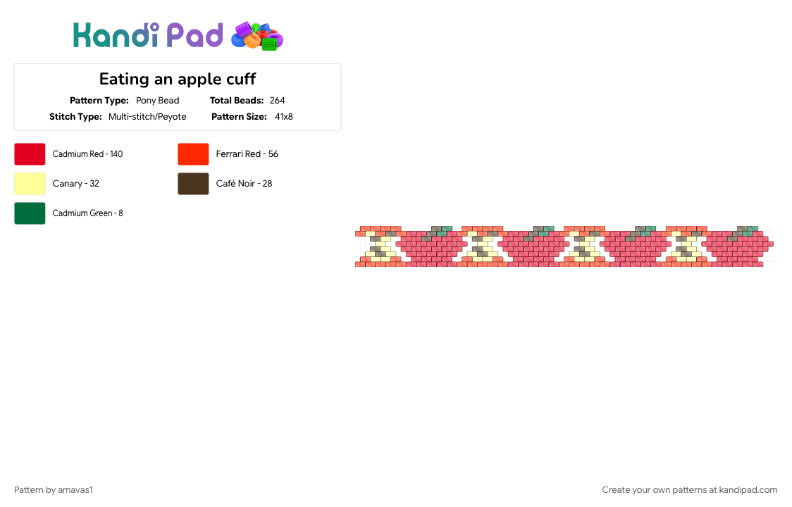 Eating an apple cuff - Pony Bead Pattern by amavas1 on Kandi Pad - 