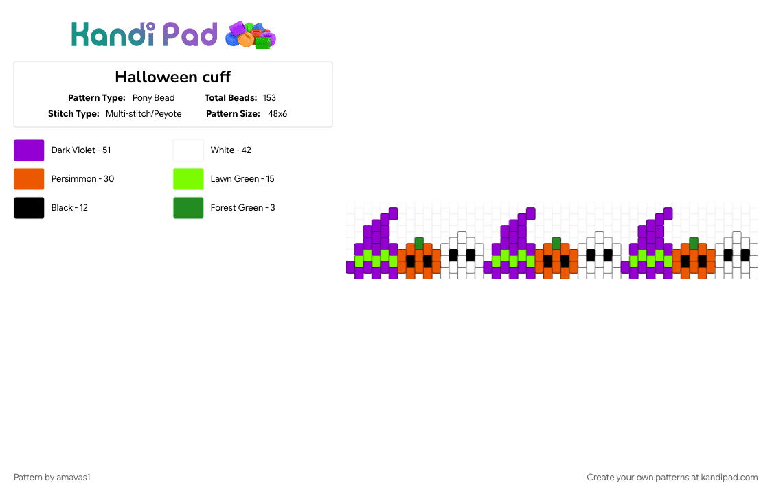 Halloween cuff - Pony Bead Pattern by amavas1 on Kandi Pad - 
