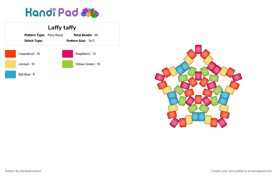 Laffy taffy - Pony Bead Pattern by kandidinodoor on Kandi Pad - colorful, laffy taffy, red