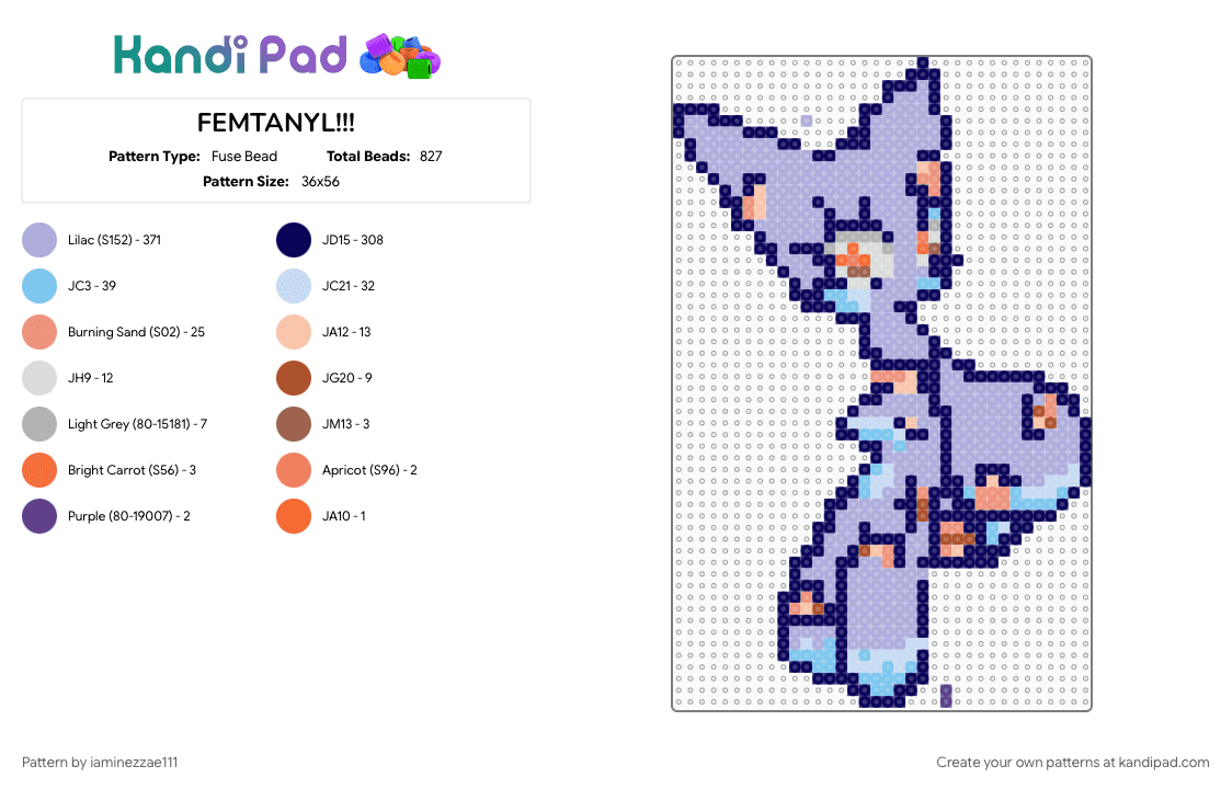 FEMTANYL!!! - Fuse Bead Pattern by iaminezzae111 on Kandi Pad - 