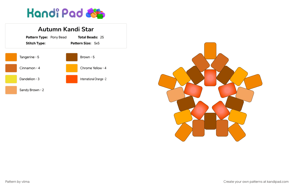 Autumn Kandi Star - Pony Bead Pattern by viima on Kandi Pad - 