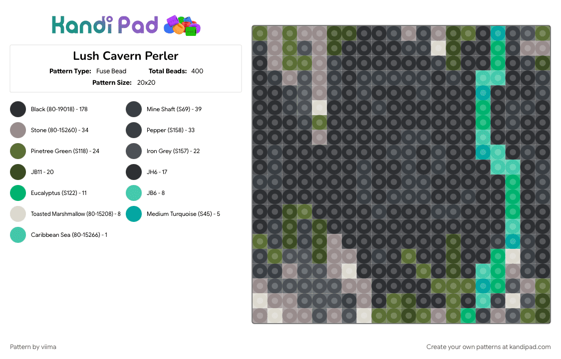 Lush Cavern Perler - Fuse Bead Pattern by viima on Kandi Pad - 