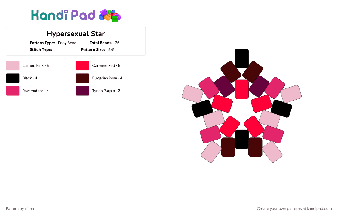 Hypersexual Star - Pony Bead Pattern by viima on Kandi Pad - 