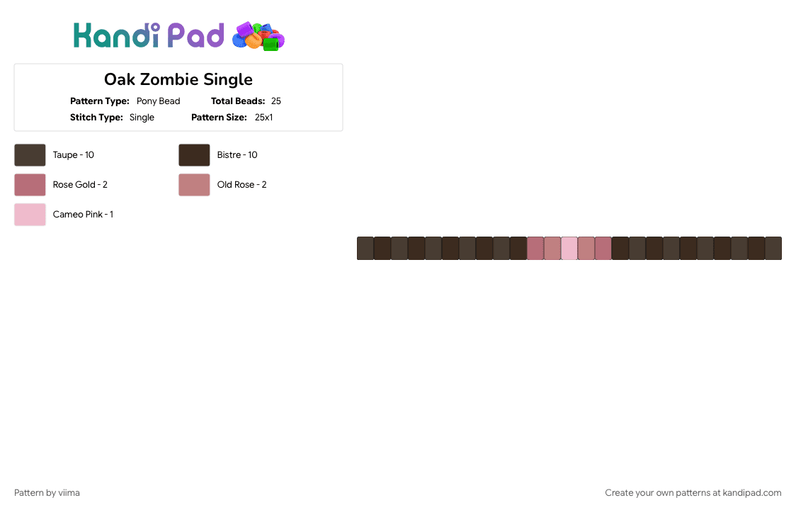 Oak Zombie Single - Pony Bead Pattern by viima on Kandi Pad - 