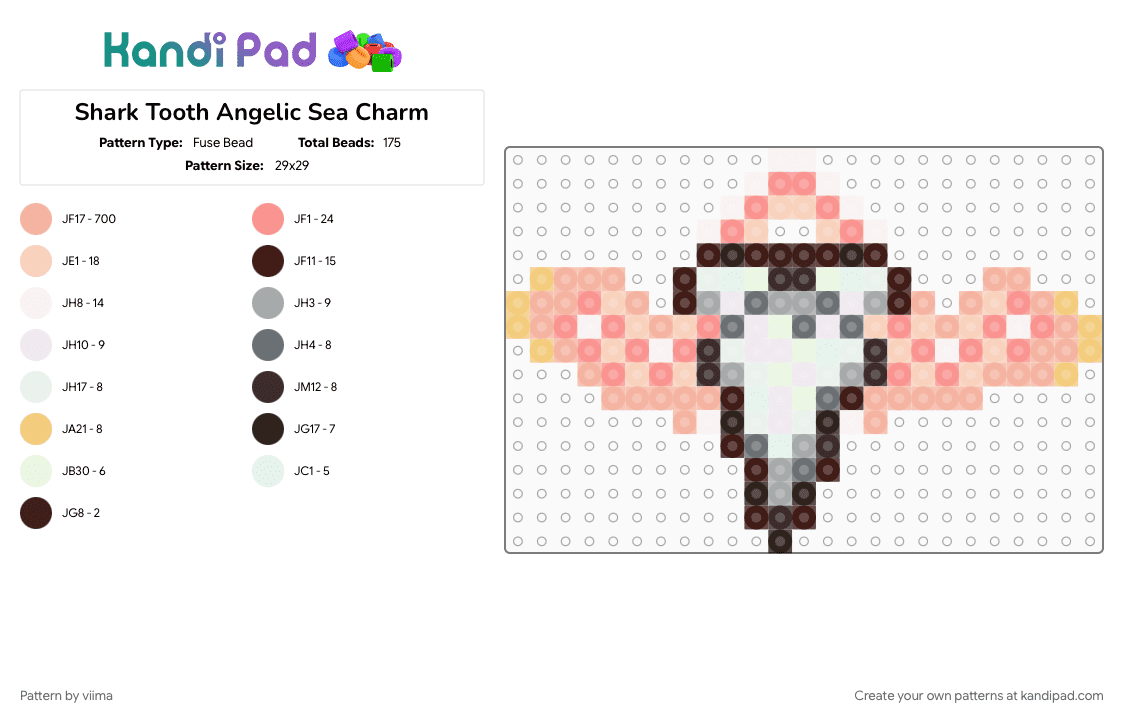 Shark Tooth Angelic Sea Charm - Fuse Bead Pattern by viima on Kandi Pad - 