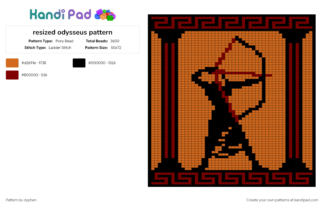 resized odysseus pattern - Pony Bead Pattern by dyphen on Kandi Pad - orange