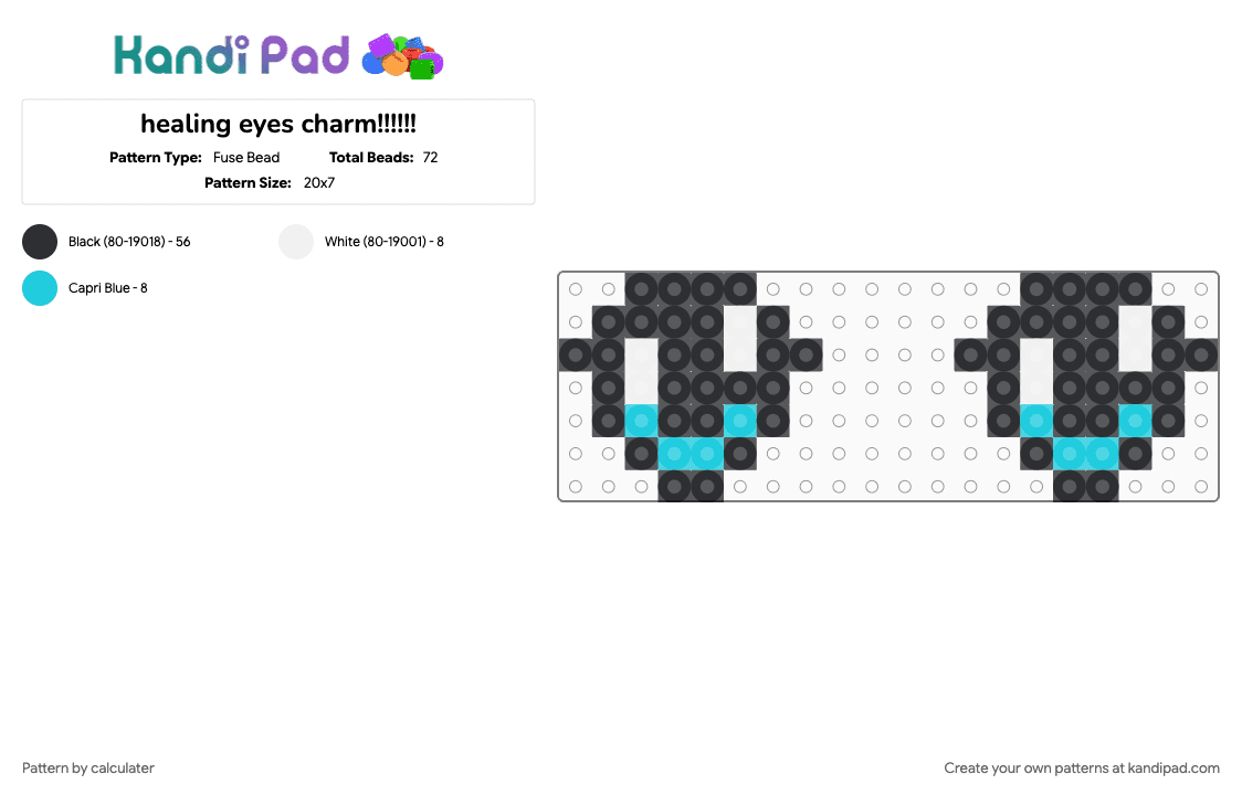 healing eyes charm!!!!!! - Fuse Bead Pattern by calculater on Kandi Pad - black, cute, eyes, healing, light blue, white