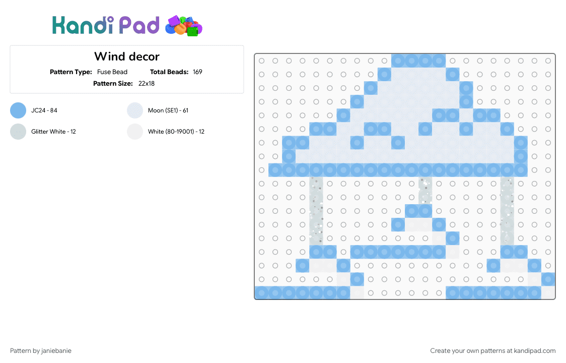 Wind decor - Fuse Bead Pattern by janiebanie on Kandi Pad - cotdwind, light blue, white