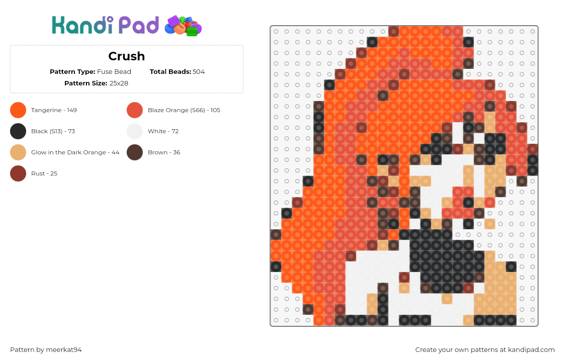 Crush - Fuse Bead Pattern by meerkat94 on Kandi Pad - crush,daphne,hex girls,scooby doo,cartoon,band,tv show,orange