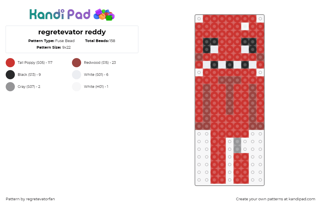 regretevator reddy - Fuse Bead Pattern by regretevatorfan on Kandi Pad - reddy,regretevator,roblox,character,npc,video game,red