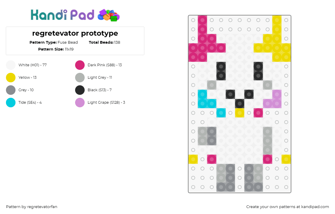 regretevator prototype - Fuse Bead Pattern by regretevatorfan on Kandi Pad - prototype,regretevator,roblox,character,colorful,white,pink,yellow