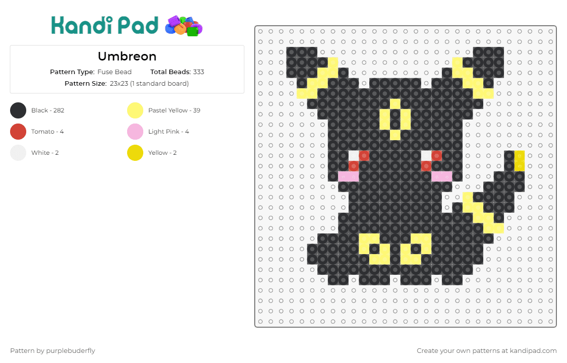 Umbreon - Fuse Bead Pattern by purplebuderfly on Kandi Pad - pokemon,umbreon,anime,cute,tv shows