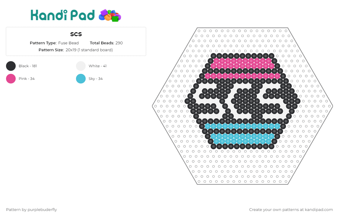 scs - Fuse Bead Pattern by purplebuderfly on Kandi Pad - hexagon,scs