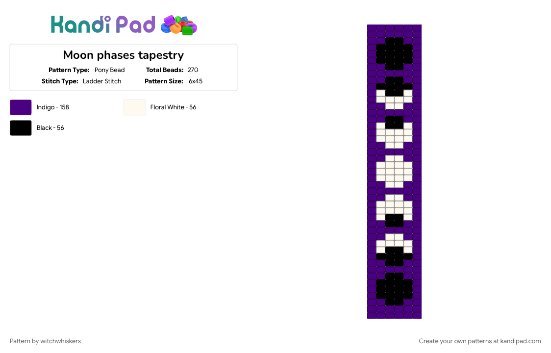 Moon phases tapestry - Pony Bead Pattern by witchwhiskers on Kandi Pad - purple, white