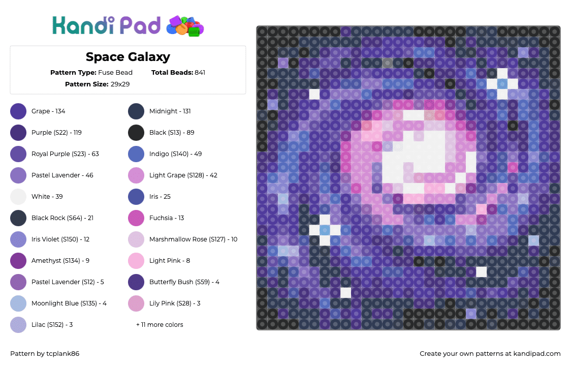 Space Galaxy - Fuse Bead Pattern by tcplank86 on Kandi Pad - galaxy,space,swirl,dark,purple