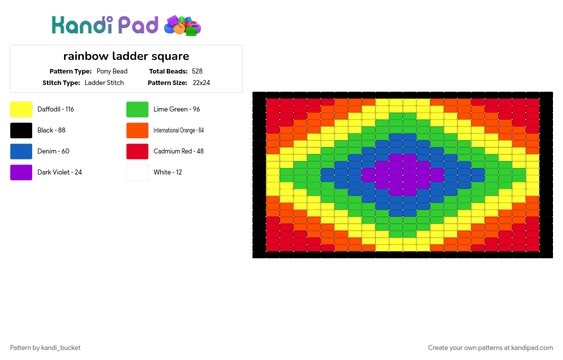 rainbow ladder square - Pony Bead Pattern by kandi_bucket on Kandi Pad - 