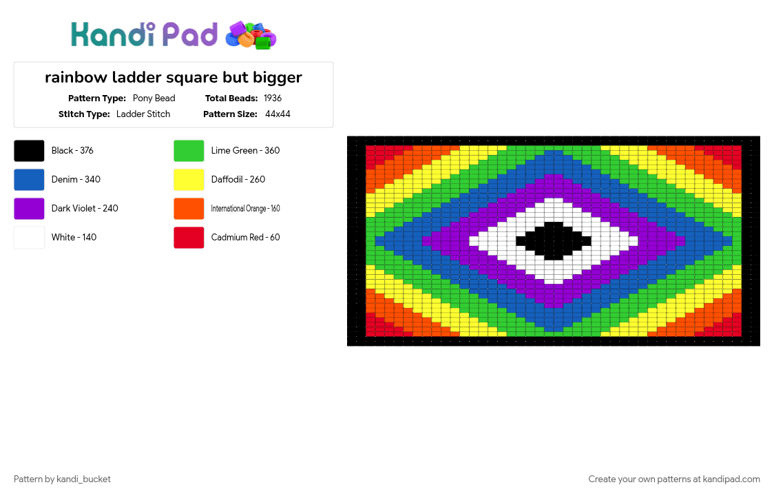rainbow ladder square but bigger - Pony Bead Pattern by kandi_bucket on Kandi Pad - 