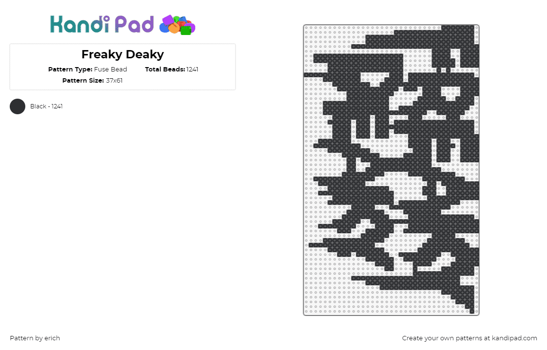 Freaky Deaky - Fuse Bead Pattern by erich on Kandi Pad - freaky deaky,logo,music,festival,edm,halloween,graffiti,black