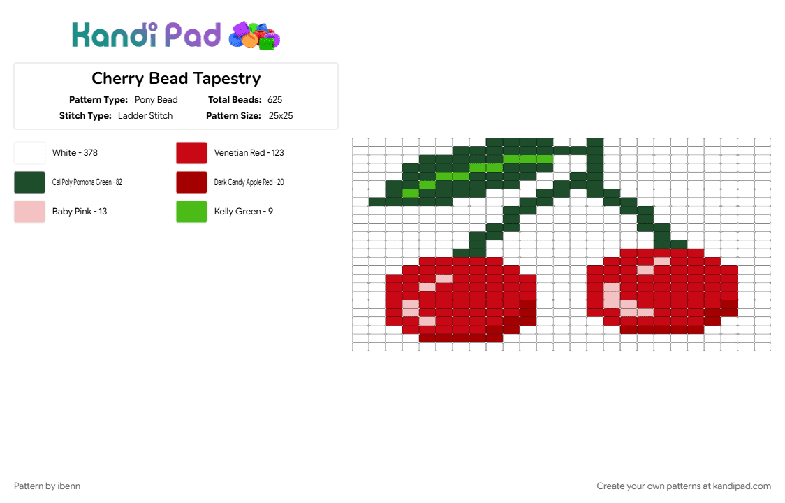 Cherry Bead Tapestry - Pony Bead Pattern by ibenn on Kandi Pad - red, white