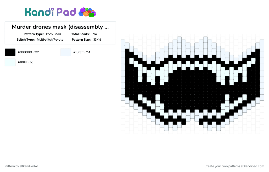 Murder drones mask (disassembly drone) - Pony Bead Pattern by altkandikidxd on Kandi Pad - 