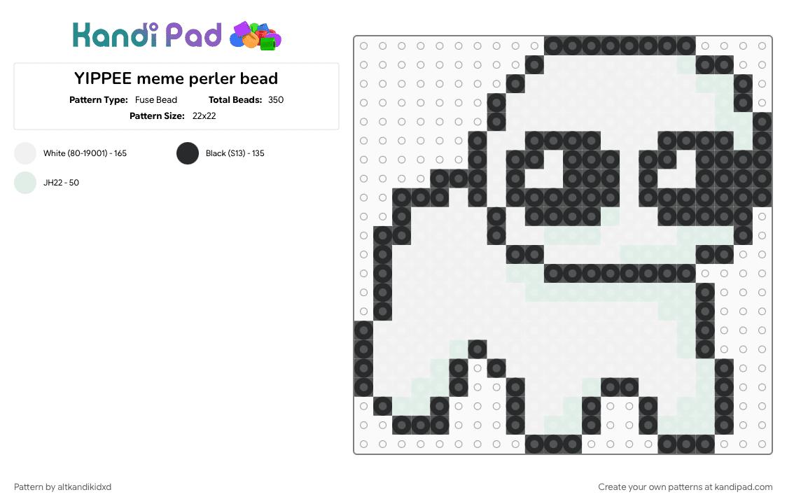 YIPPEE meme perler bead - Fuse Bead Pattern by moon_shadow on Kandi Pad - black, meme, white