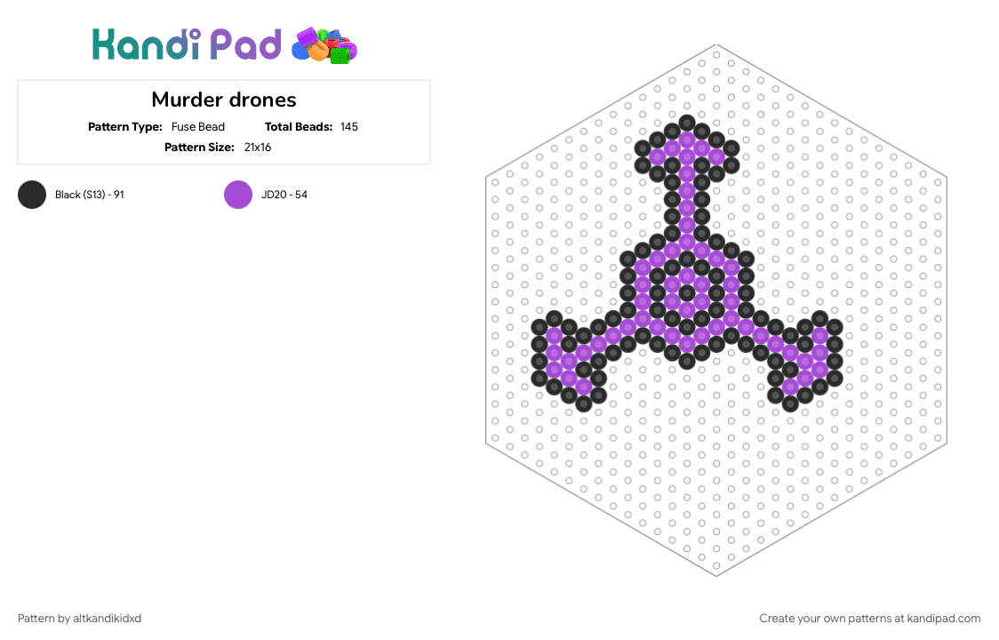 Murder drones - Fuse Bead Pattern by altkandikidxd on Kandi Pad - 