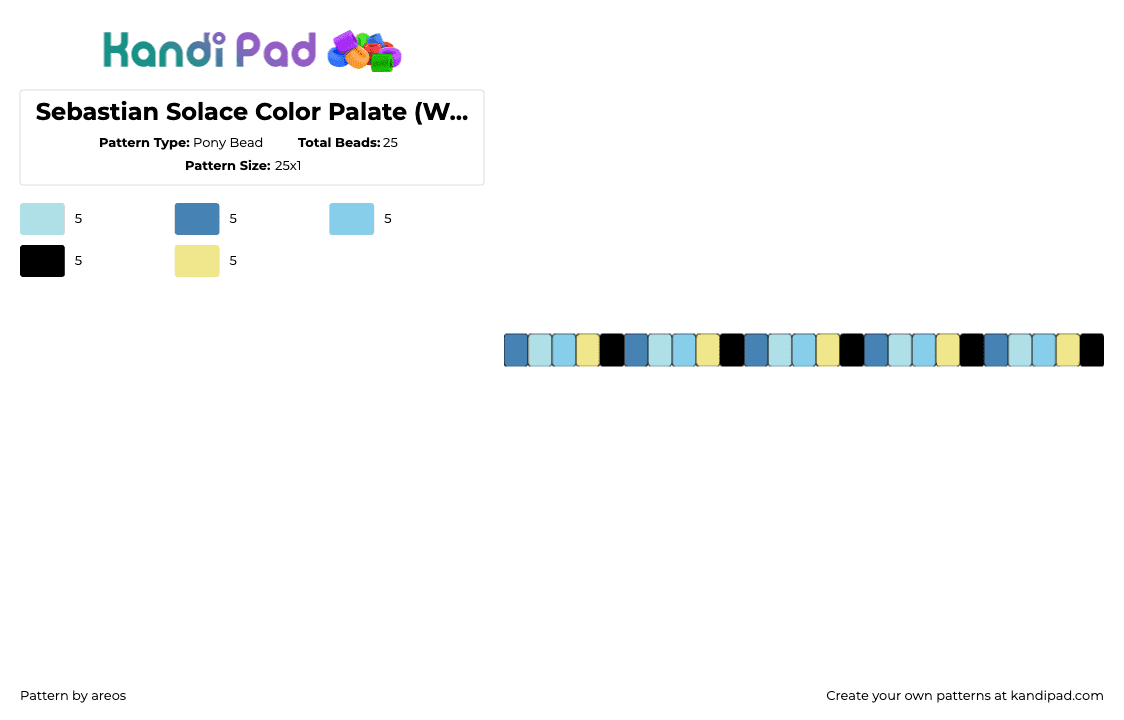 Sebastian Solace Color Palate (Without Letters) - Pony Bead Pattern by areos on Kandi Pad - sebastian solace,pressure,z13,saboteur,video game,single,bracelet,blue,light blue,yellow