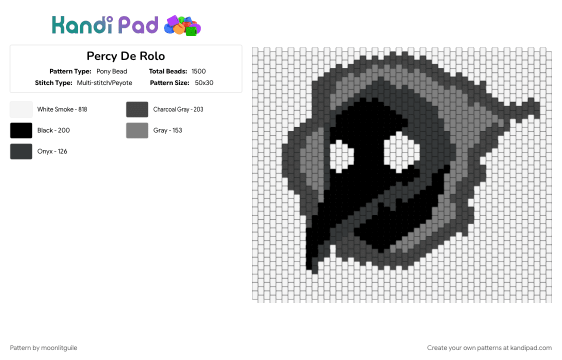 Percy De Rolo - Pony Bead Pattern by moonlitguile on Kandi Pad - brown, critical role, gray, legend of vox machina, percy de rolo, white