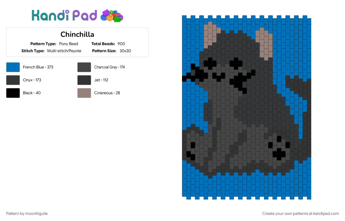 Chinchilla - Pony Bead Pattern by moonlitguile on Kandi Pad - chinchilla, i love my son, my son, panel