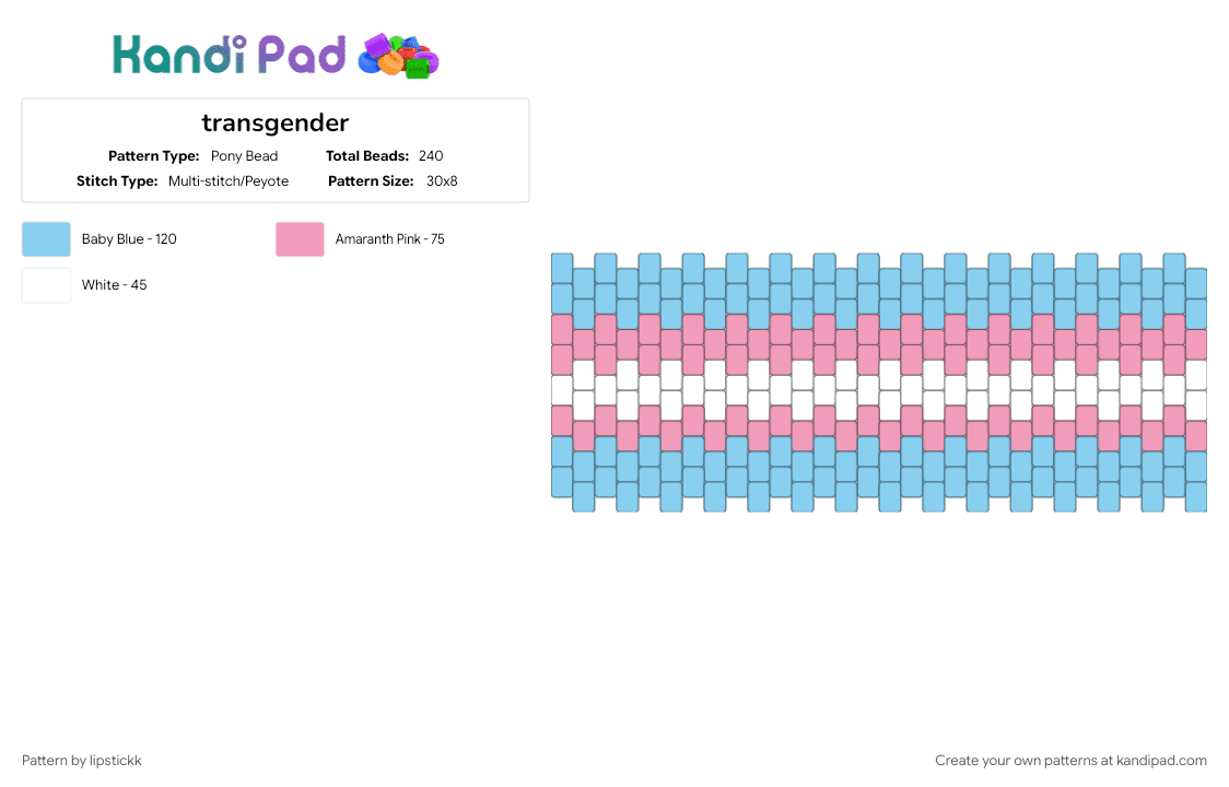 transgender - Pony Bead Pattern by lipstickk on Kandi Pad - 
