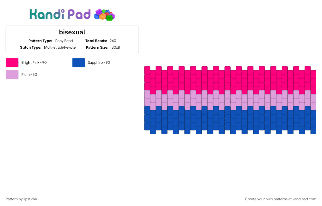 bisexual - Pony Bead Pattern by lipstickk on Kandi Pad - 