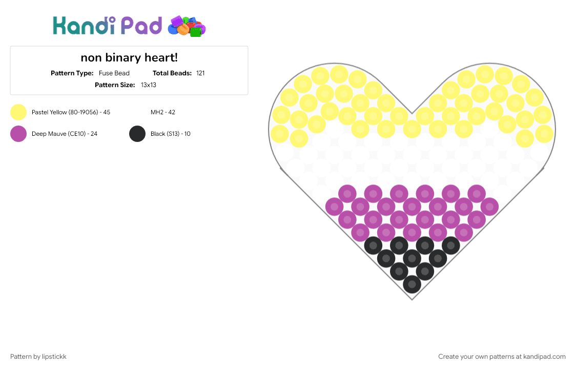 non binary heart! - Fuse Bead Pattern by lipstickk on Kandi Pad - 