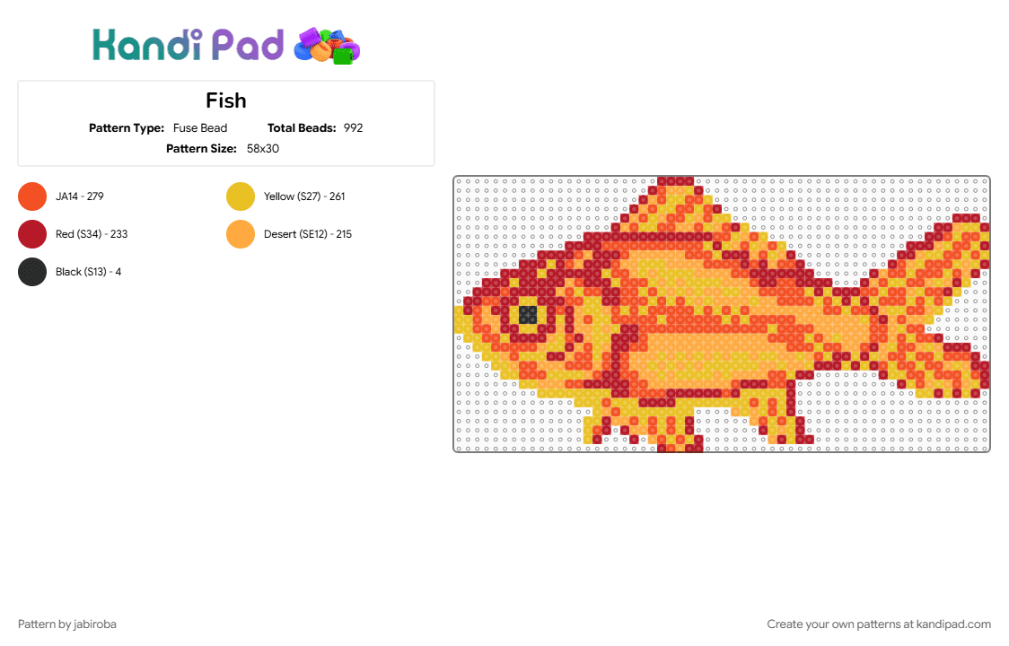 Fish - Fuse Bead Pattern by jabiroba on Kandi Pad - red
