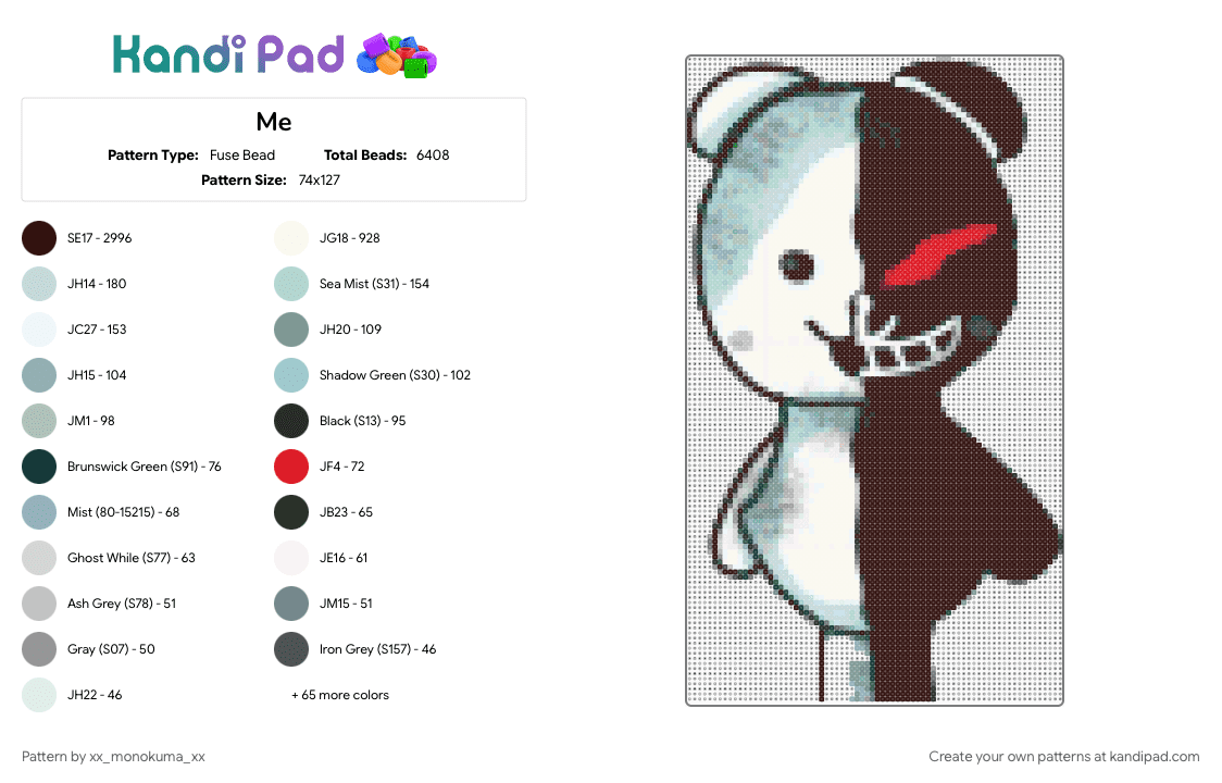 Me - Fuse Bead Pattern by xx_monokuma_xx on Kandi Pad - brown, gray, light blue