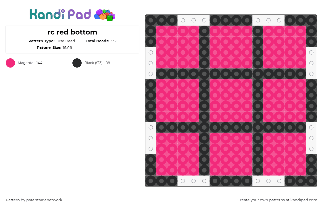 rc red bottom - Fuse Bead Pattern by parentaidenetwork on Kandi Pad - rubiks cube,puzzle,3d,game,panel,grid,checkered,geometric,toy,red,pink