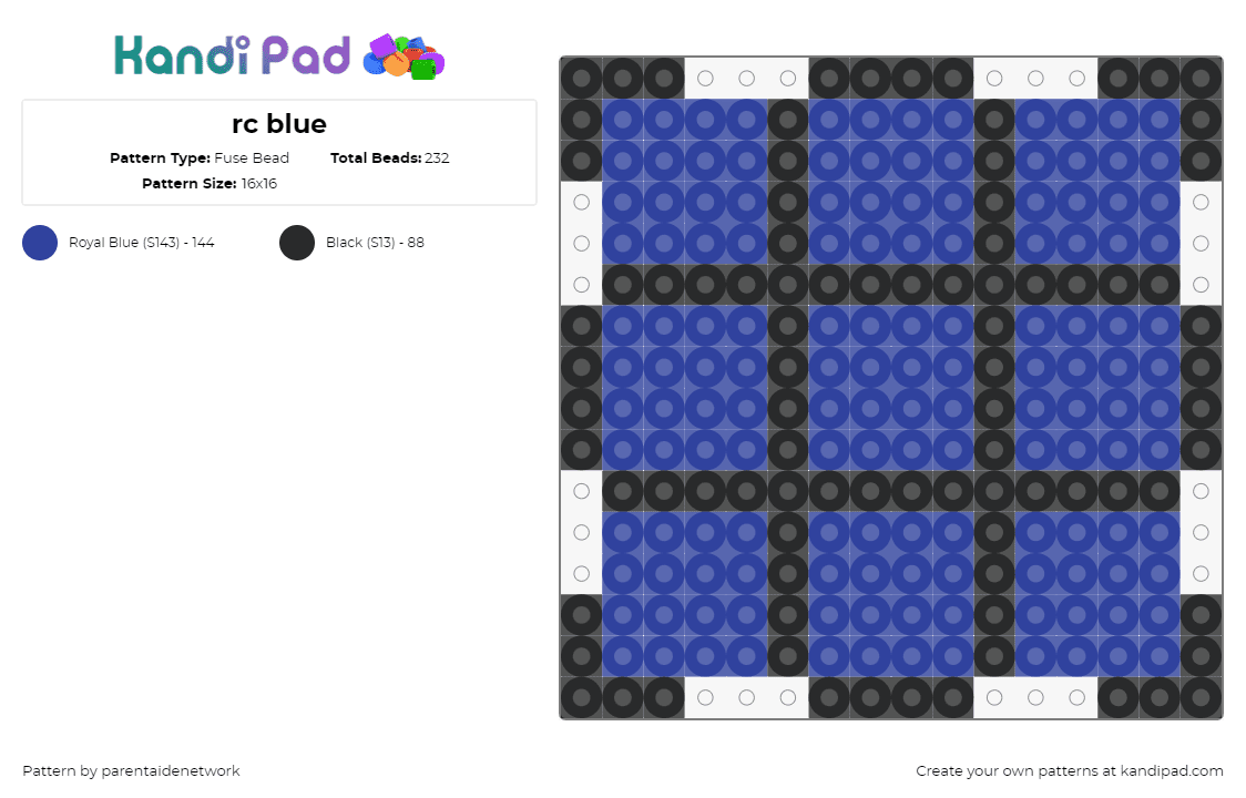 rc blue - Fuse Bead Pattern by parentaidenetwork on Kandi Pad - rubiks cube,puzzle,3d,game,panel,grid,checkered,geometric,toy,blue