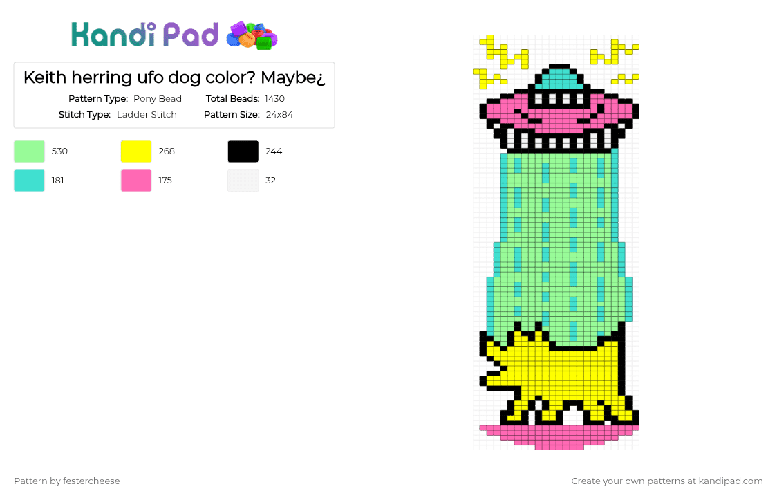 Keith herring ufo dog color? Maybe¿ - Pony Bead Pattern by festercheese on Kandi Pad - teal