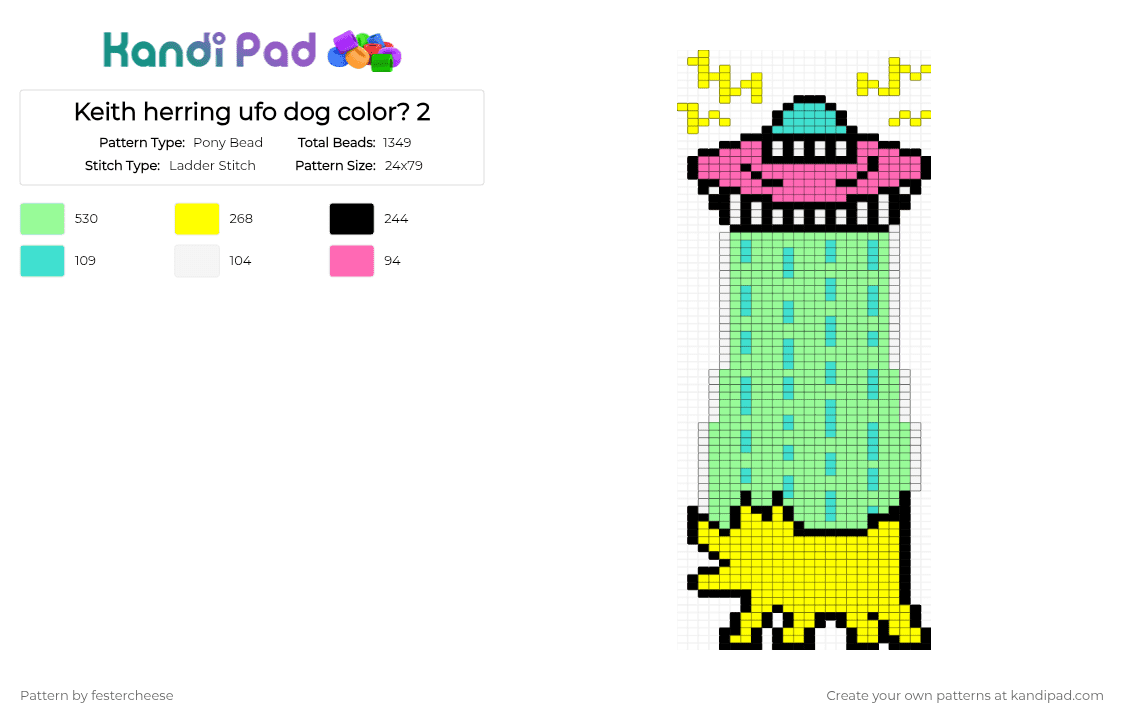 Keith herring ufo dog color? 2 - Pony Bead Pattern by festercheese on Kandi Pad - teal, yellow